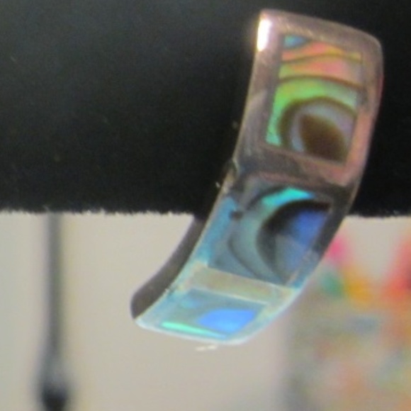 Vintage Sterling Designer Abalone Inset earrings - Picture 1 of 4